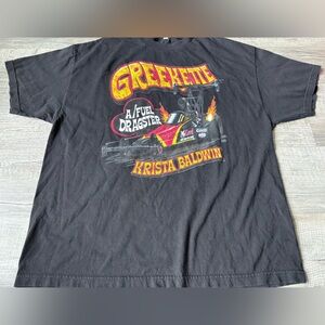 Men's T-shirt greekette Krista Baldwin racing McLead a fuel dragster graphic